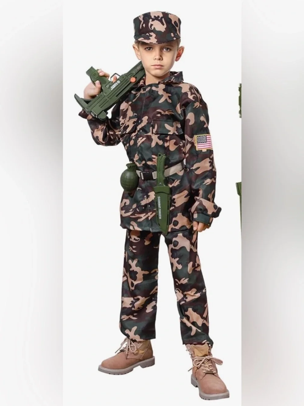 Army Uniform Kids Costume #3,Ages 3-10 ,Military Soldier Halloween Costume